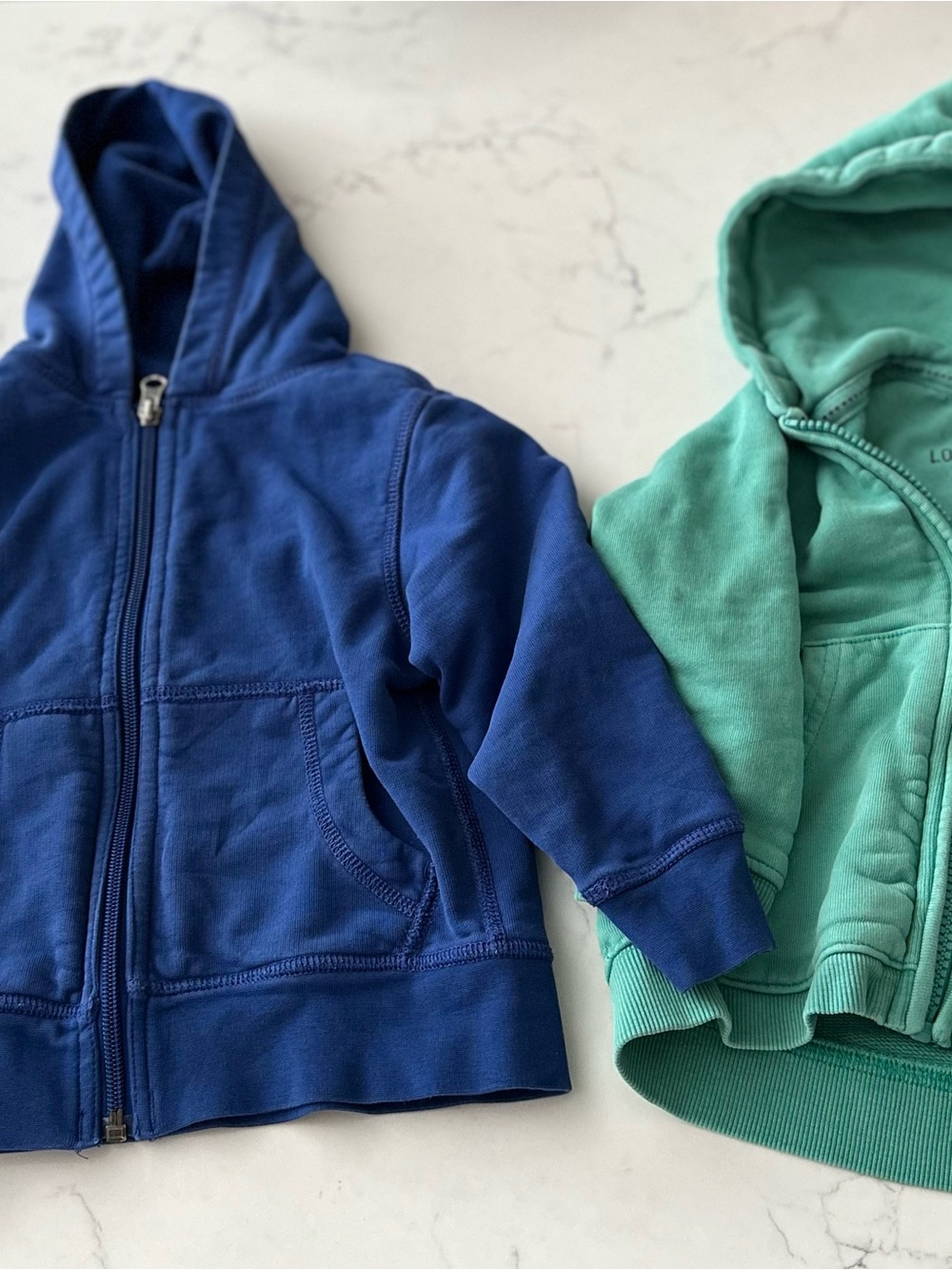 Kids Zip Hoodies - size 3, Blue and teal